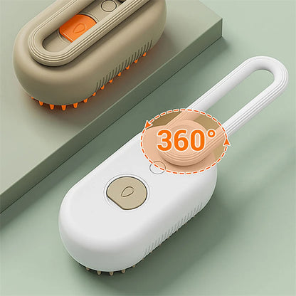 White and milk brown grooming brushes with rotating-handle detail